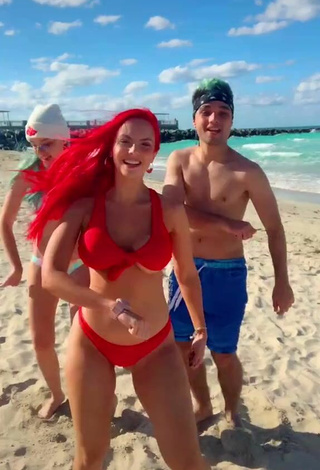 5. Sexy Jenny Devil Shows Cleavage in Bikini at the Beach (Underboob)