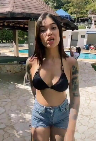 Cute Jenn Muriel in Black Bikini Top