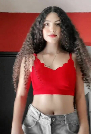 2. Sultry Karen Os in Red Crop Top