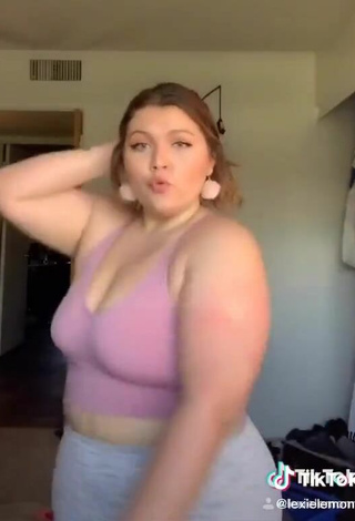 3. Luscious Lexie Lemon Shows Cleavage in Pink Crop Top and Bouncing Breasts