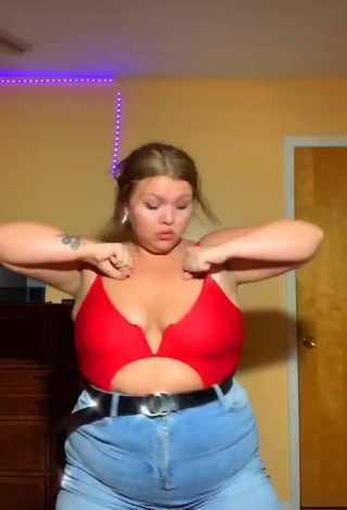 2. Sultry Lexie Lemon Shows Cleavage in Red Top and Bouncing Boobs