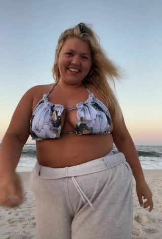 Hot Lexie Lemon in Floral Bikini Top at the Beach and Bouncing Boobs