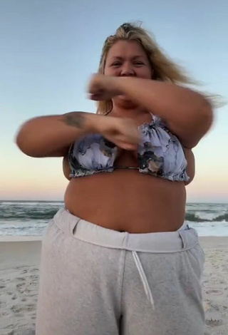 2. Hot Lexie Lemon in Floral Bikini Top at the Beach and Bouncing Boobs