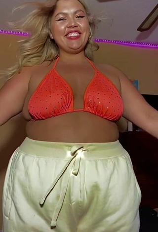 Sultry Lexie Lemon in Electric Orange Bikini Top and Bouncing Boobs