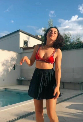 Luscious Ludovica Olgiati Shows Cleavage in Red Bikini Top