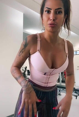 4. Cute Marina Ferrari Shows Cleavage in Pink Crop Top and Bouncing Boobs