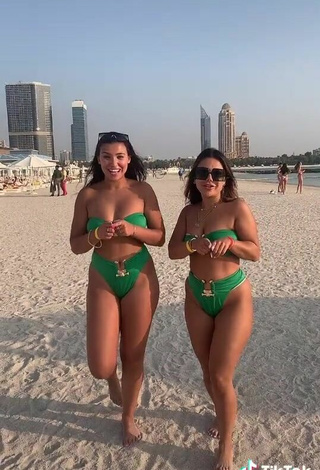 3. Sexy Nourhène in Green Bikini at the Beach