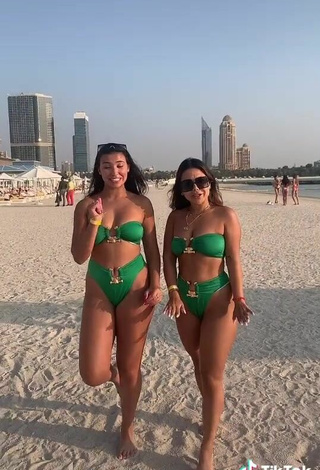 4. Sexy Nourhène in Green Bikini at the Beach