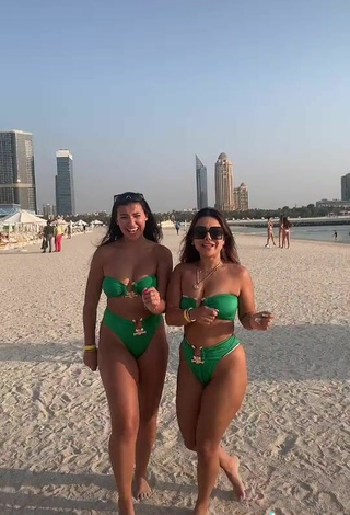 5. Sexy Nourhène in Green Bikini at the Beach