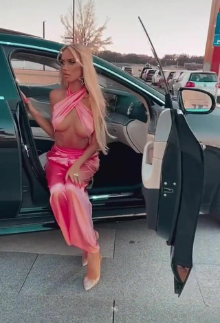 2. Luscious Sara Damnjanović in Pink Overall in a Street (Underboob)