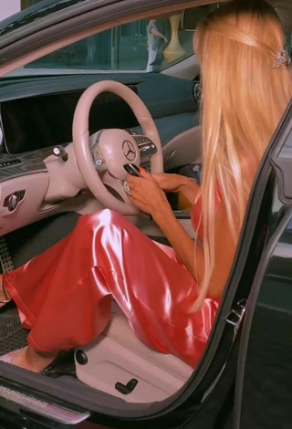 4. Sultry Sara Damnjanović in Pink Overall in a Car (Underboob)