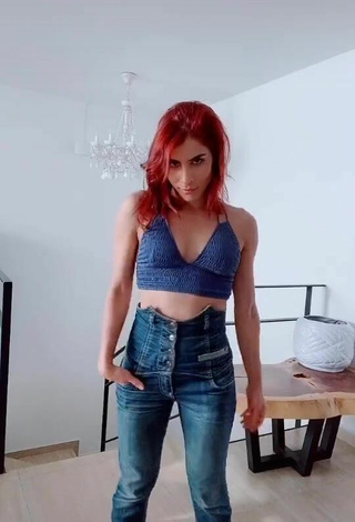 Sultry María León in Blue Crop Top