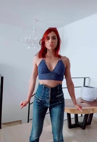 4. Sultry María León in Blue Crop Top