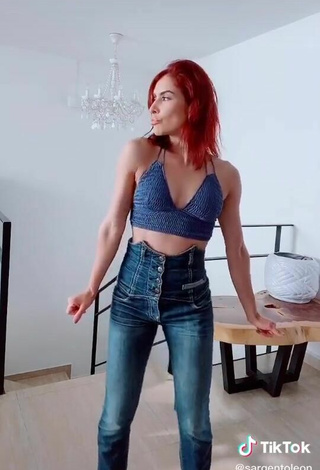 5. Sultry María León in Blue Crop Top