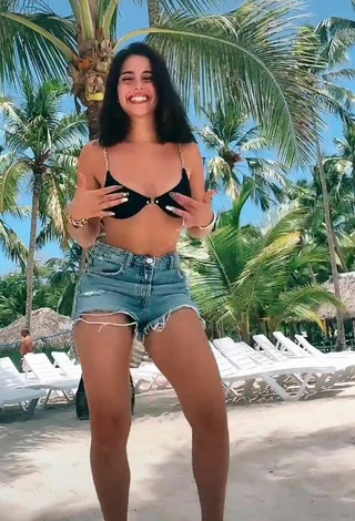 5. Beautiful Victoria Caro in Sexy Black Bikini Top at the Beach