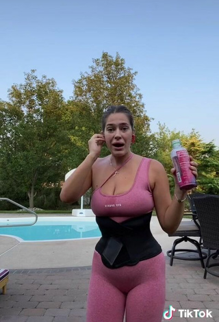 3. Sultry Noel LaPalomento in Pink Leggings at the Pool