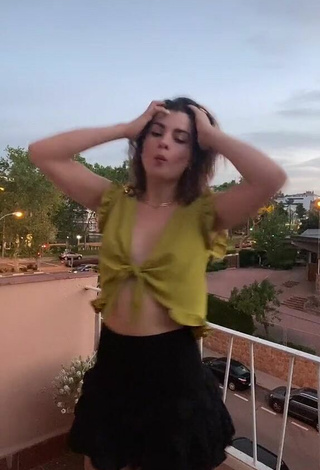 Titillating Agustina Palma in Green Crop Top on the Balcony