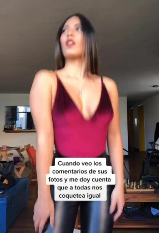 4. Hot Aleja Villeta Shows Cleavage in Red Top