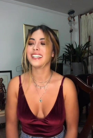 3. Luscious Aleja Villeta Shows Cleavage in Red Top