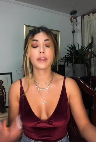 4. Luscious Aleja Villeta Shows Cleavage in Red Top