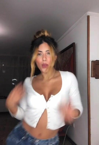 Sexy Aleja Villeta Shows Cleavage in White Crop Top and Bouncing Boobs