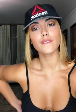 Cute Aleja Villeta Shows Cleavage in Black Crop Top