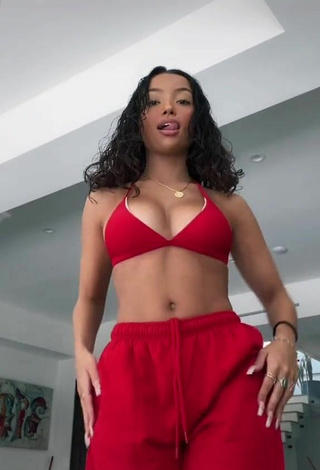 Luscious Alessya Farrugia Shows Cleavage in Red Bikini Top and Bouncing Boobs