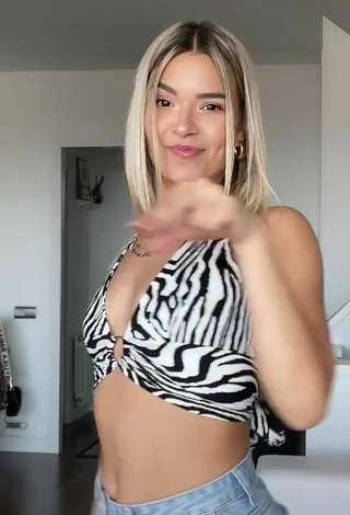 6. Sweet Andrea Mengual in Cute Zebra Crop Top