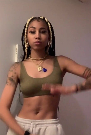 Sultry Ariana Taylor in Olive Crop Top