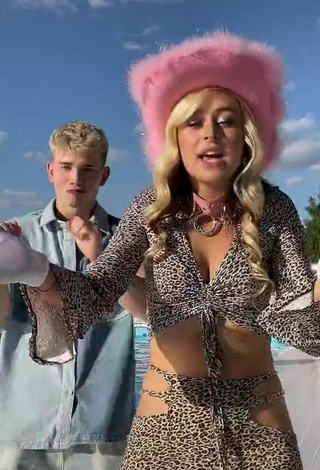 6. Luscious Bad Barbie Shows Cleavage in Leopard Crop Top