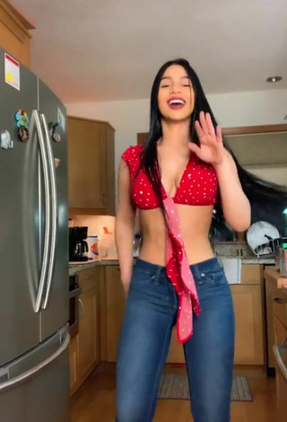 Cute Barbara Ramirez in Red Crop Top