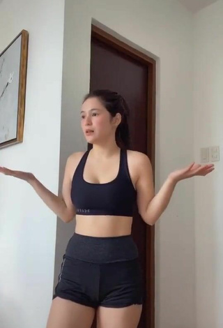 2. Sultry Barbie Imperial Shows Cleavage in Black Sport Bra