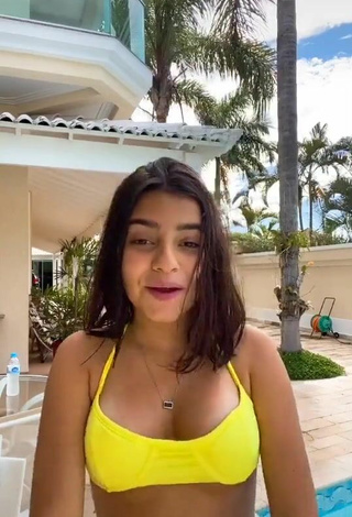 2. Sultry Bela Almada Shows Cleavage in Yellow Bikini Top and Bouncing Boobs