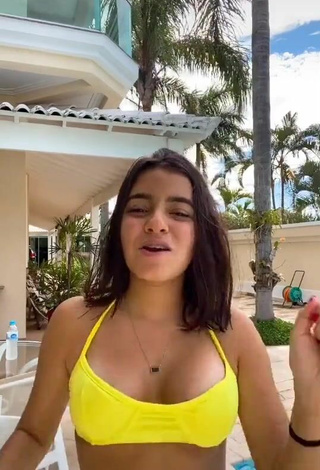 4. Sultry Bela Almada Shows Cleavage in Yellow Bikini Top and Bouncing Boobs