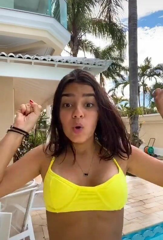 6. Sultry Bela Almada Shows Cleavage in Yellow Bikini Top and Bouncing Boobs