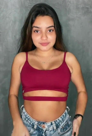 Titillating Bela Almada in Red Crop Top and Bouncing Boobs