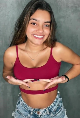 2. Titillating Bela Almada in Red Crop Top and Bouncing Boobs