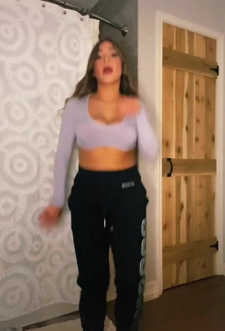 Sultry Camryn Cordova Shows Cleavage in Grey Crop Top and Bouncing Tits