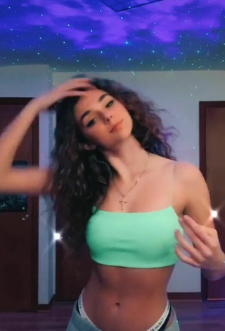 2. Amazing Chrissy Corsaro in Hot Light Green Crop Top