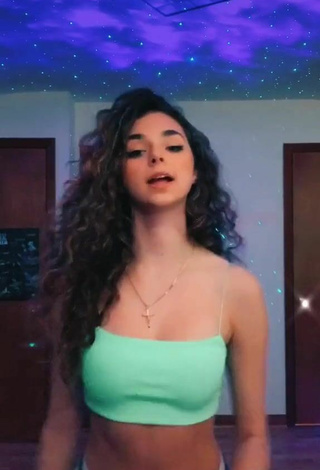 5. Amazing Chrissy Corsaro in Hot Light Green Crop Top