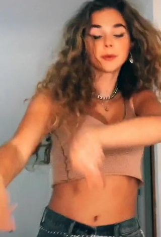 Hottie Chrissy Corsaro in Beige Crop Top and Bouncing Tits