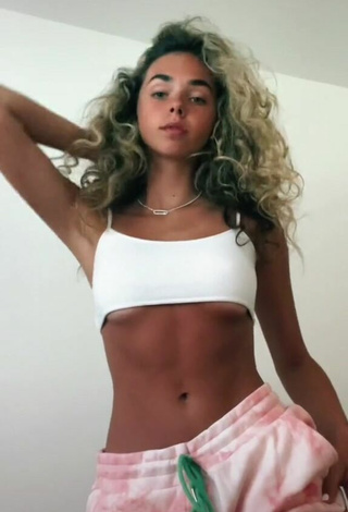 Sexy Chrissy Corsaro in White Crop Top (Underboob)