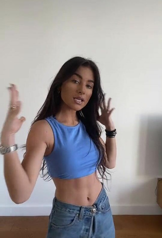 Sultry Danae Makeup in Blue Crop Top