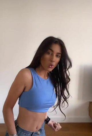 3. Sultry Danae Makeup in Blue Crop Top