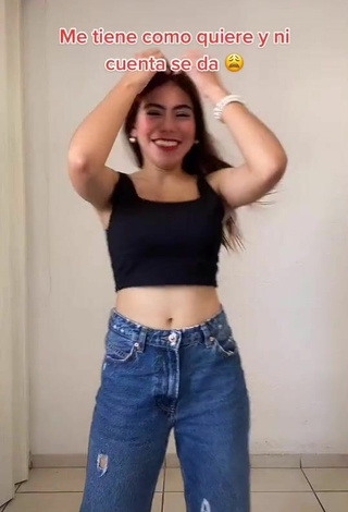 Luscious Valentina Shows Cleavage in Black Crop Top