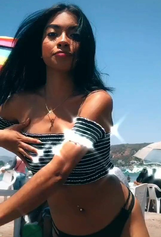 2. Hot Dayana in Striped Crop Top at the Beach