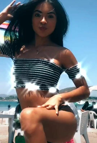 6. Hot Dayana in Striped Crop Top at the Beach