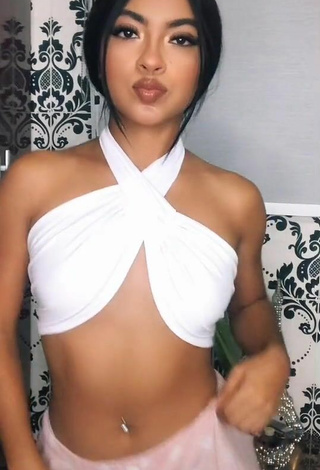 2. Sultry Dayana in White Crop Top