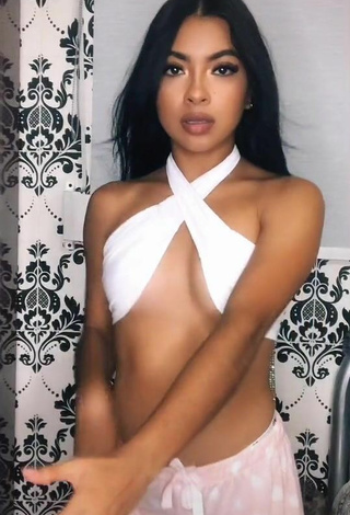 Luscious Dayana in White Crop Top (Underboob)