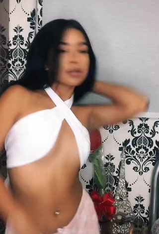 4. Luscious Dayana in White Crop Top (Underboob)